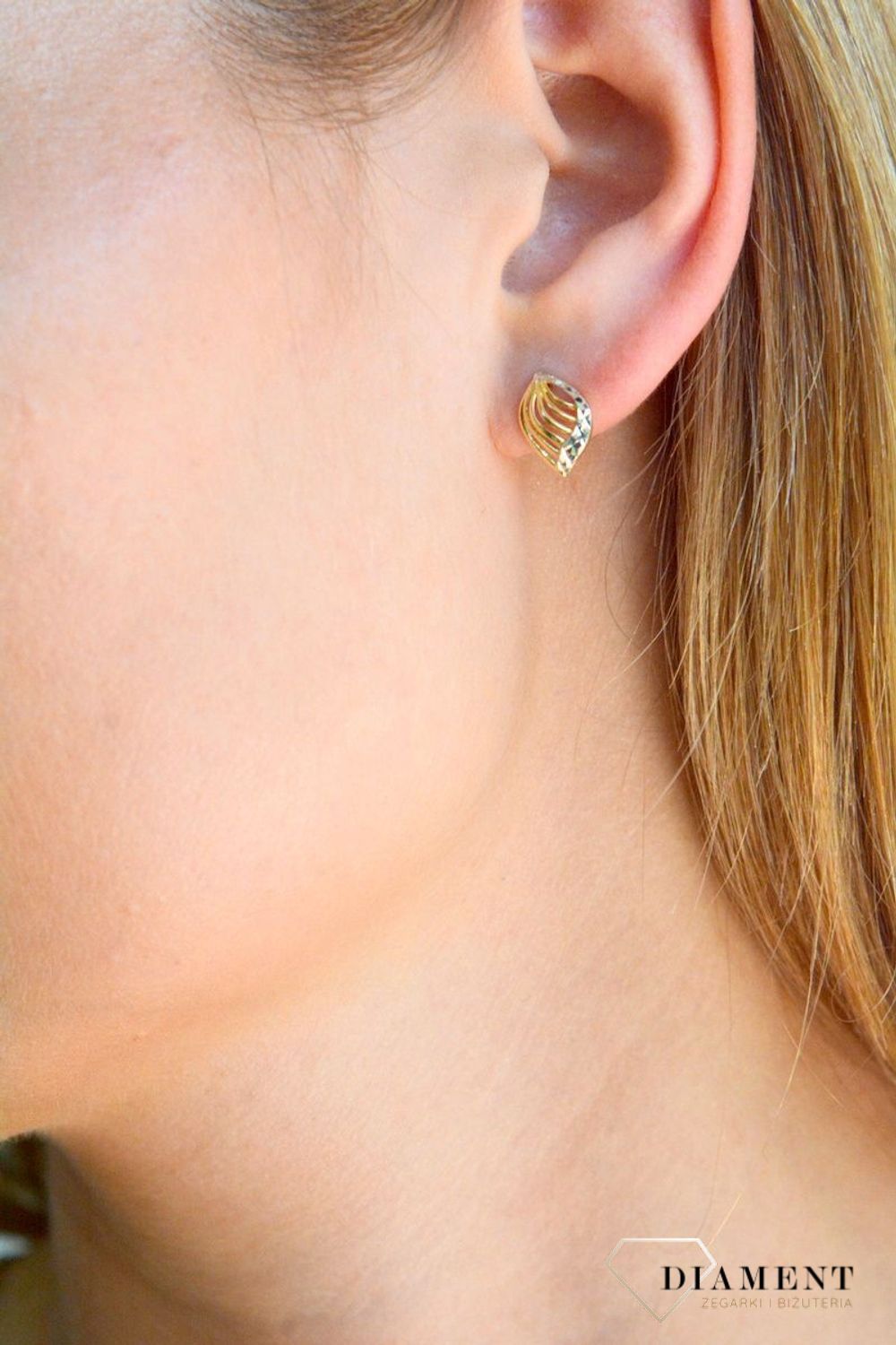 Złote kolczyki damskie 375 klasyczne wkrętki KL 3375A 375.jpg